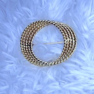 Vintage Monet Signed Art Deco Textured Circles Pin